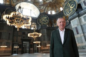 Cumhurbaşkanı Erdoğan Ayasofya Camii'nde incelemelerde bulundu